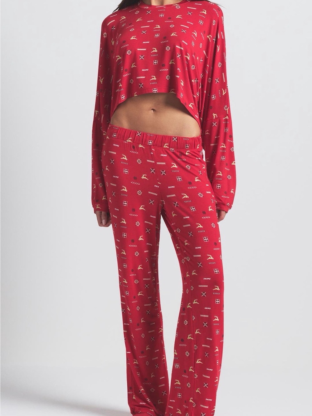 Skims Modal Blend Reindeer Christmas Pajama Set
